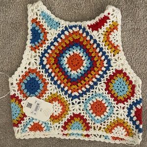 NWT Altar’d Stated white crochet crop top size xs